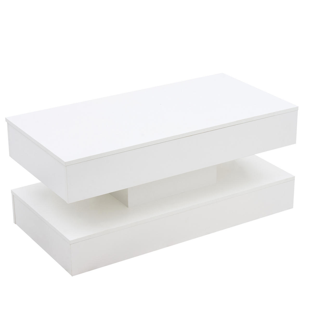 COUCHTISCH, höhenverstellbar mit LED, verstecktem Stauraum und integrierten EU‑Steckdosen, 100/50/42 cm, weiß - Weiß, Holzwerkstoff (100/50/42cm) - Redom