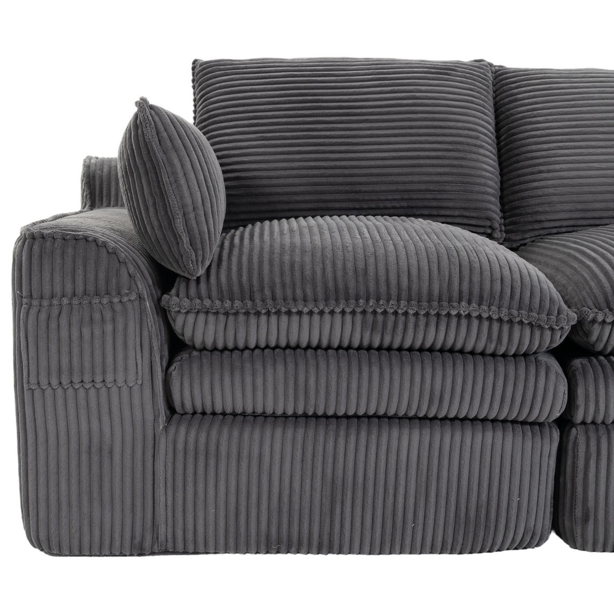 SOFA 2-Sitzer mit Seitentaschen 191 x 94 x 85 cm Cord Dark Gray - Dunkelgrau, Kunststoff (94/85/191cm) - Meubliv
