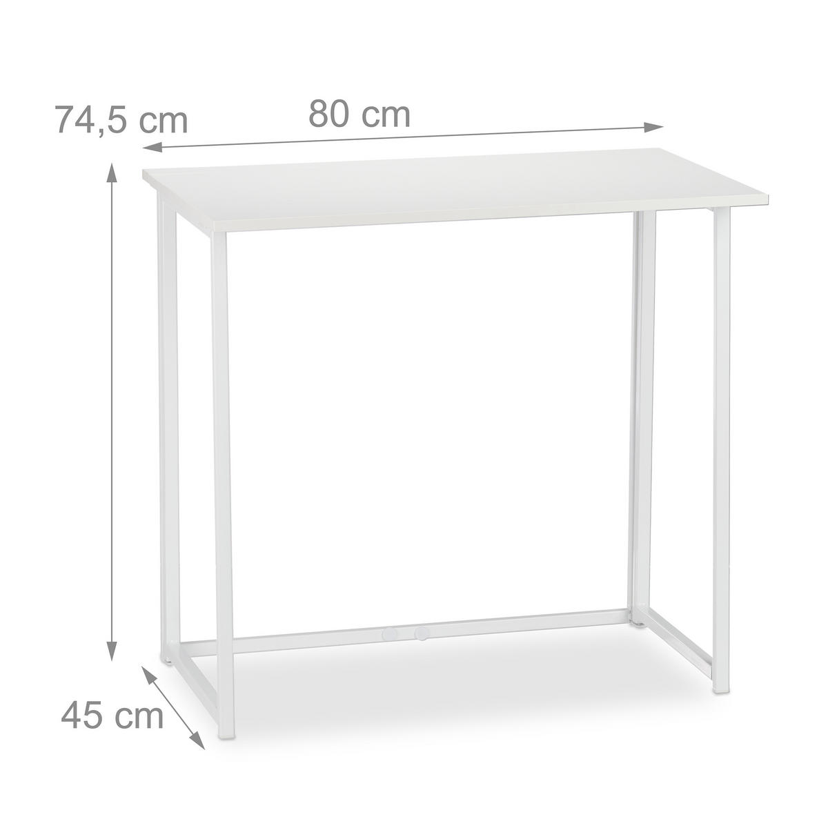 PRACOVNÝ stôl - biela, kov/kompozitné drevo (45/80/74.5cm) - Relaxdays