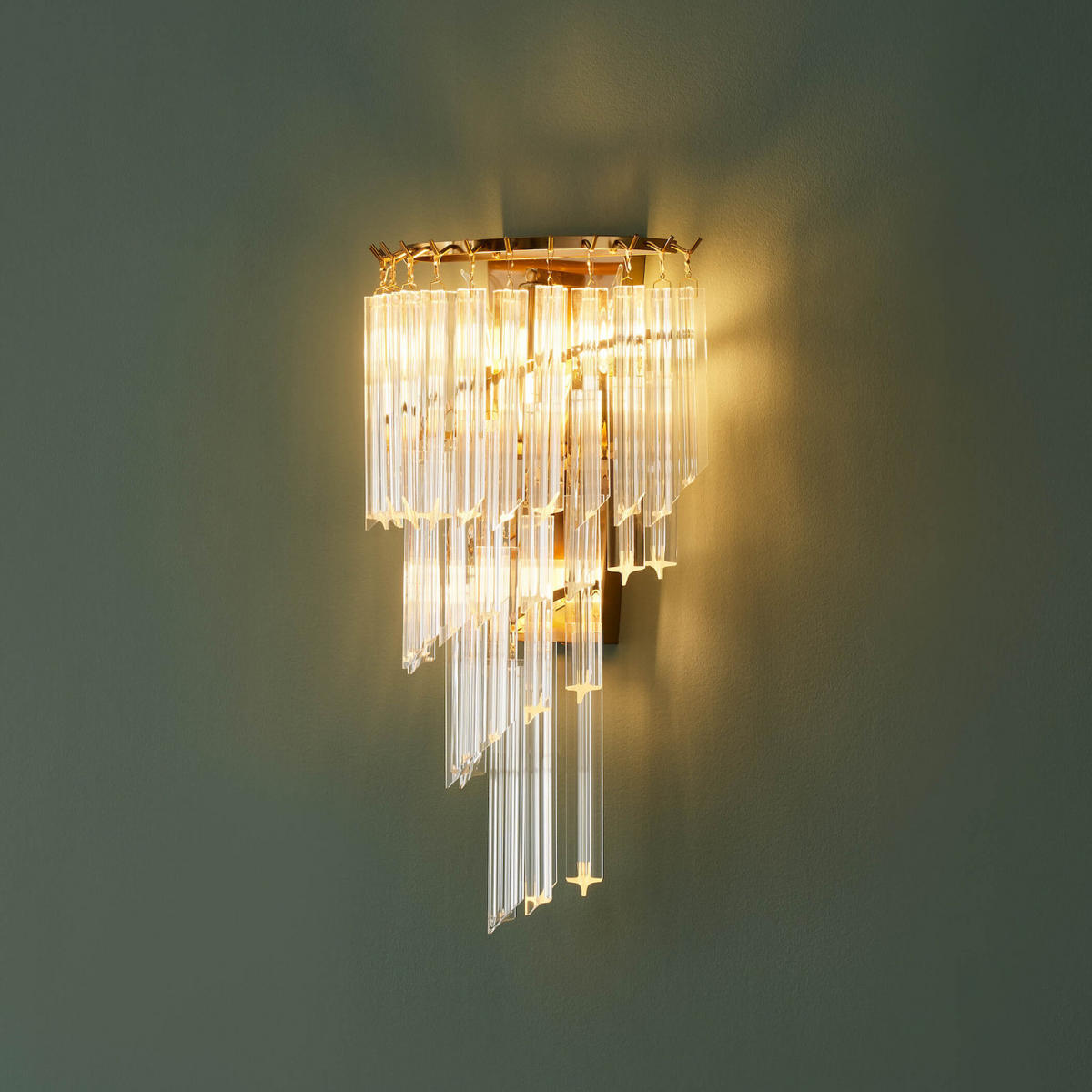 WANDLEUCHTE Zephia, Transparent und goldfarben, 52cm - Transparent, Glas (18/52/30cm) - KOSILUM
