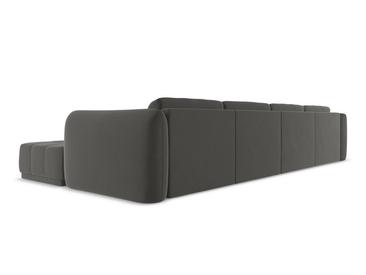 WOHNLANDSCHAFT Samt Stoff Grau - Dunkelgrau/Schwarz, Kunststoff/Textil (370/74/170cm) - Makamii