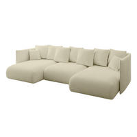 WOHNLANDSCHAFT mit Schlaffunktion und Bettkasten ONESK-U 304x165x40 Beige Bouclé - Beige, Holzwerkstoff/Kunststoff (304/90/165cm) - ALTDECOR