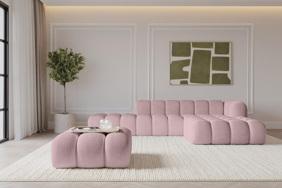 TABURET OLEA-PUF 91x87x44 cm Růžová Manšestr - růžová/černá, kompozitní dřevo/textil (91/44/87cm) - ALTDECOR