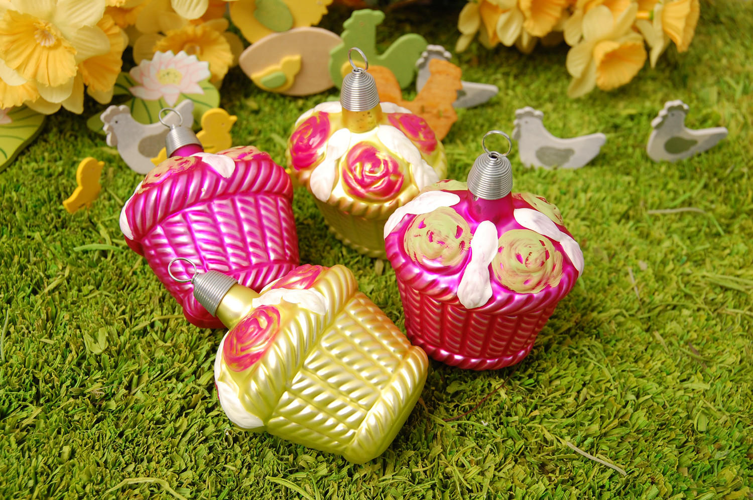 OSTERSET Osterkörbe Gabi Mehrfarbig 5cm (Glas / 4 Stk.) - Multicolor, Glas (3/5/4cm)