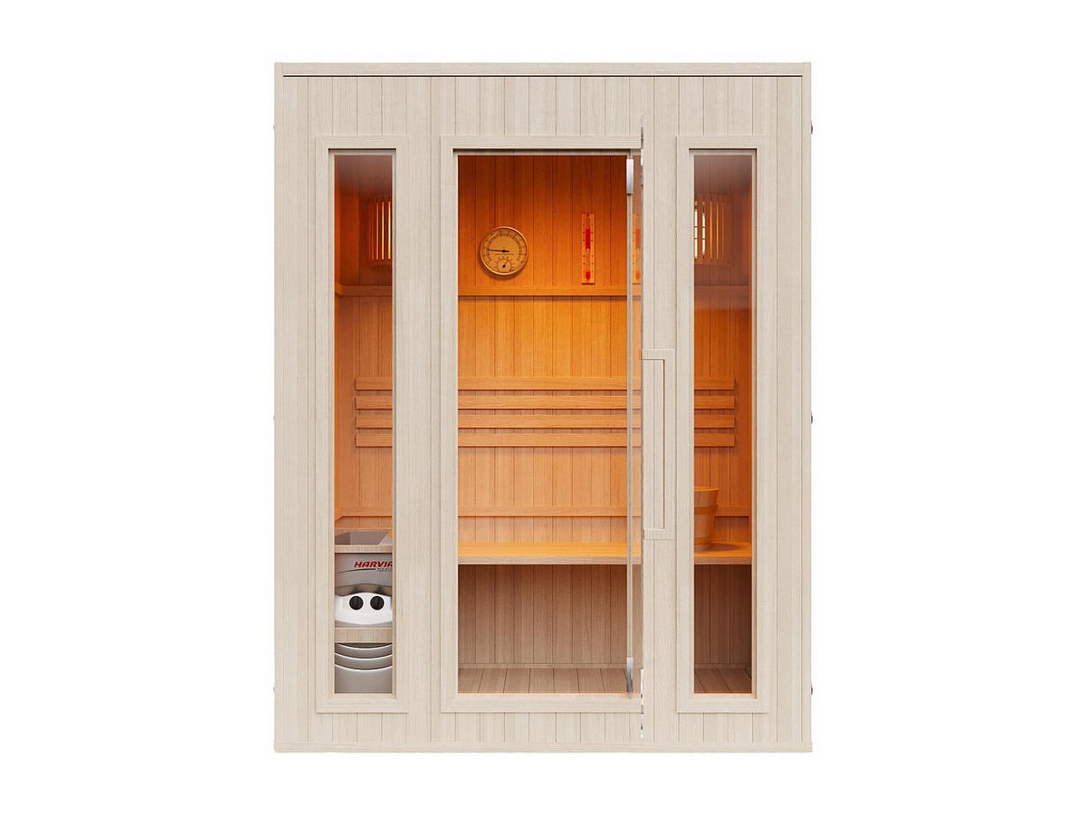 FINNISCHE Sauna - 3 Personen - Holz, Platte - Naturfarben Hell - - Naturfarben, Holz (150/190/120cm) - Vente-Unique