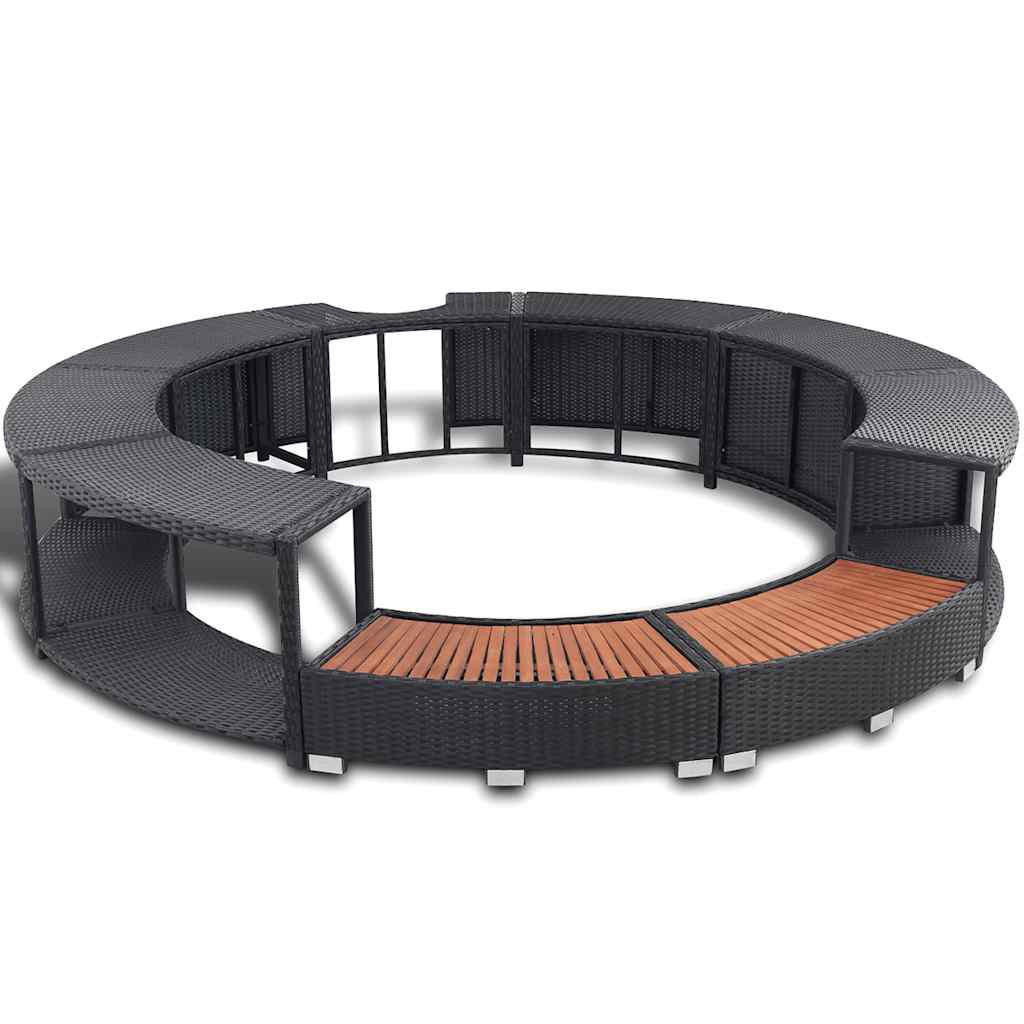 WHIRLPOOL-UMRANDUNG Schwarz Poly-Rattan - Schwarz, Kunststoff (283/283cm) - vidaXL