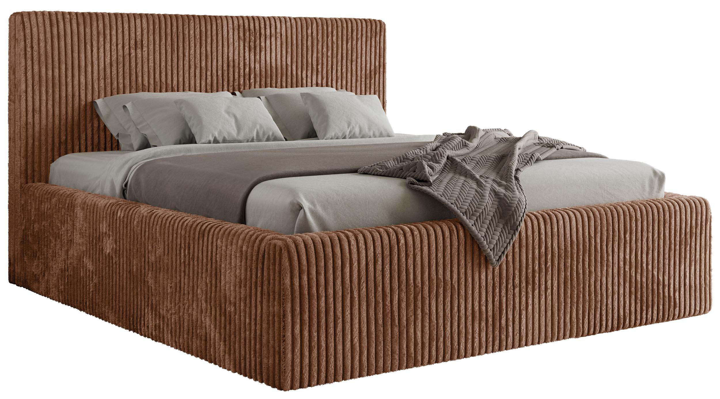 POLSTERBETT TILIANO CLASSIC 140/200 - Orange Cord - Pocket-Matratze - Orange, Textil (140/200cm) - MKS