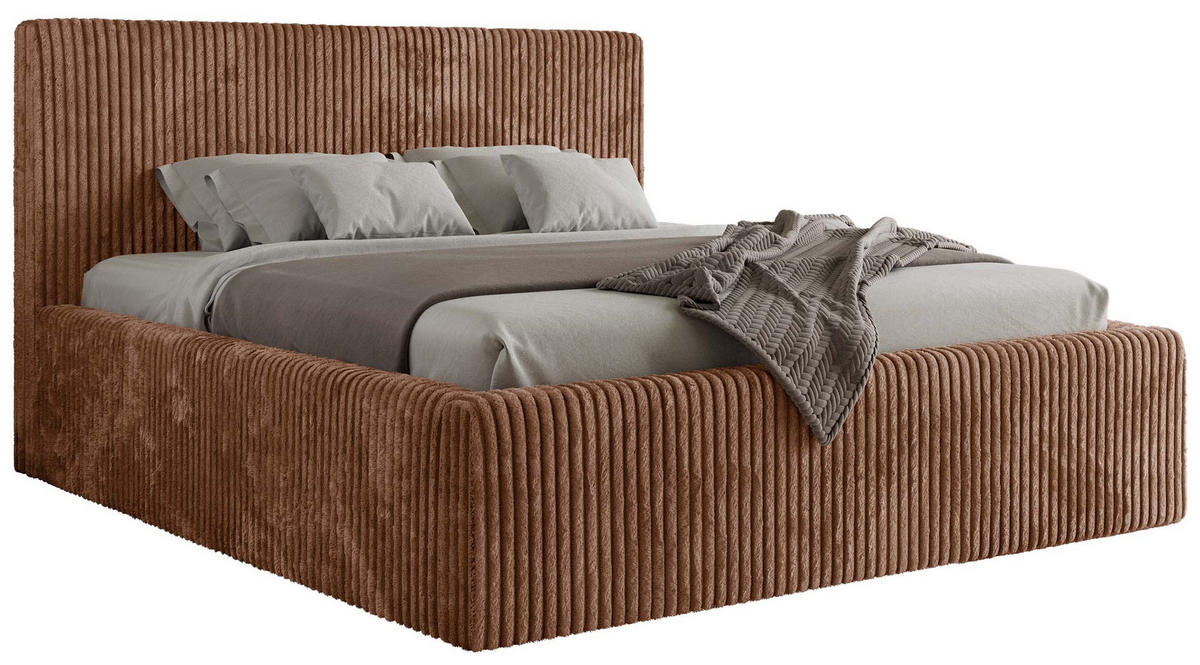 POLSTERBETT TILIANO CLASSIC 160/200 - Orange Cord - Schaum-Matratze - Orange, Textil (160/200cm) - MKS