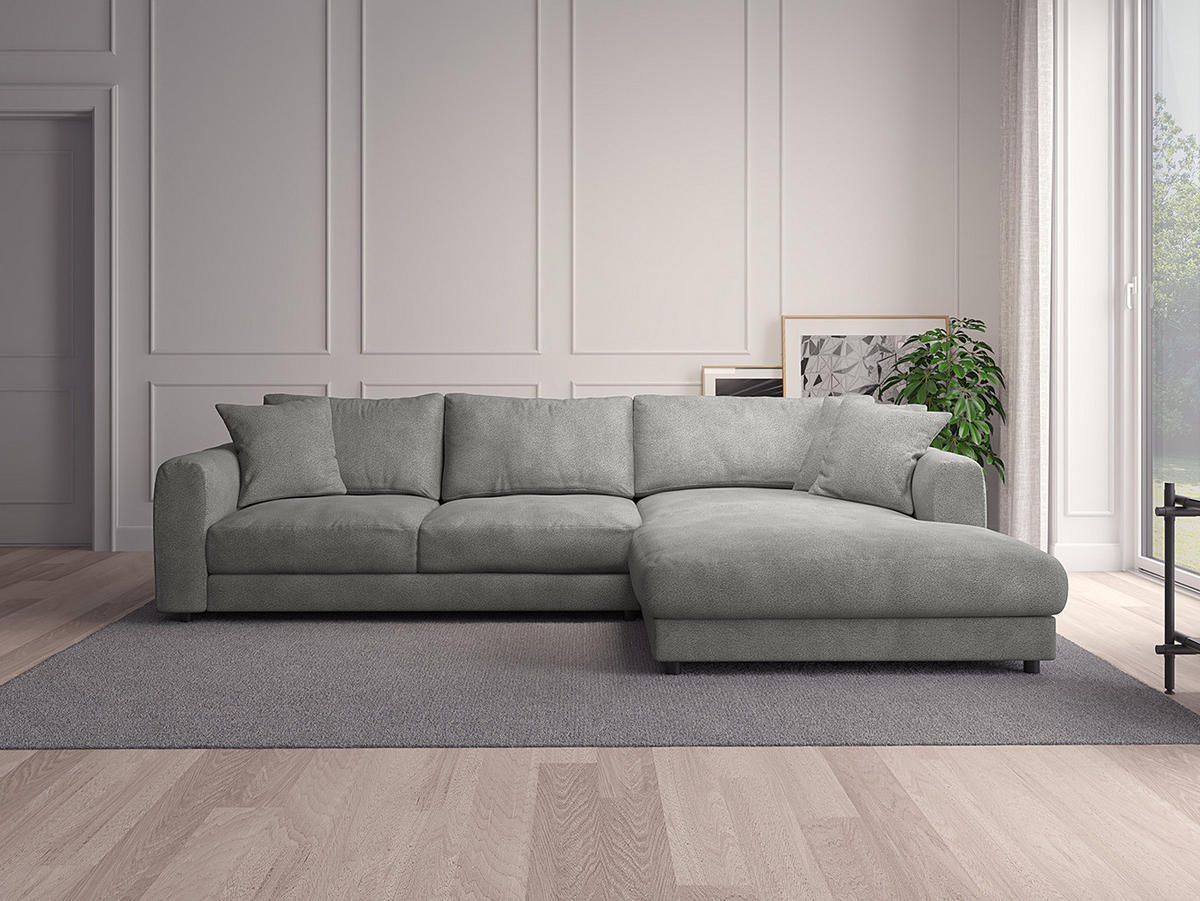 ECKSOFA mit Longchair - Schwarz/Grau, Kunststoff/Textil (286/183cm) - home24