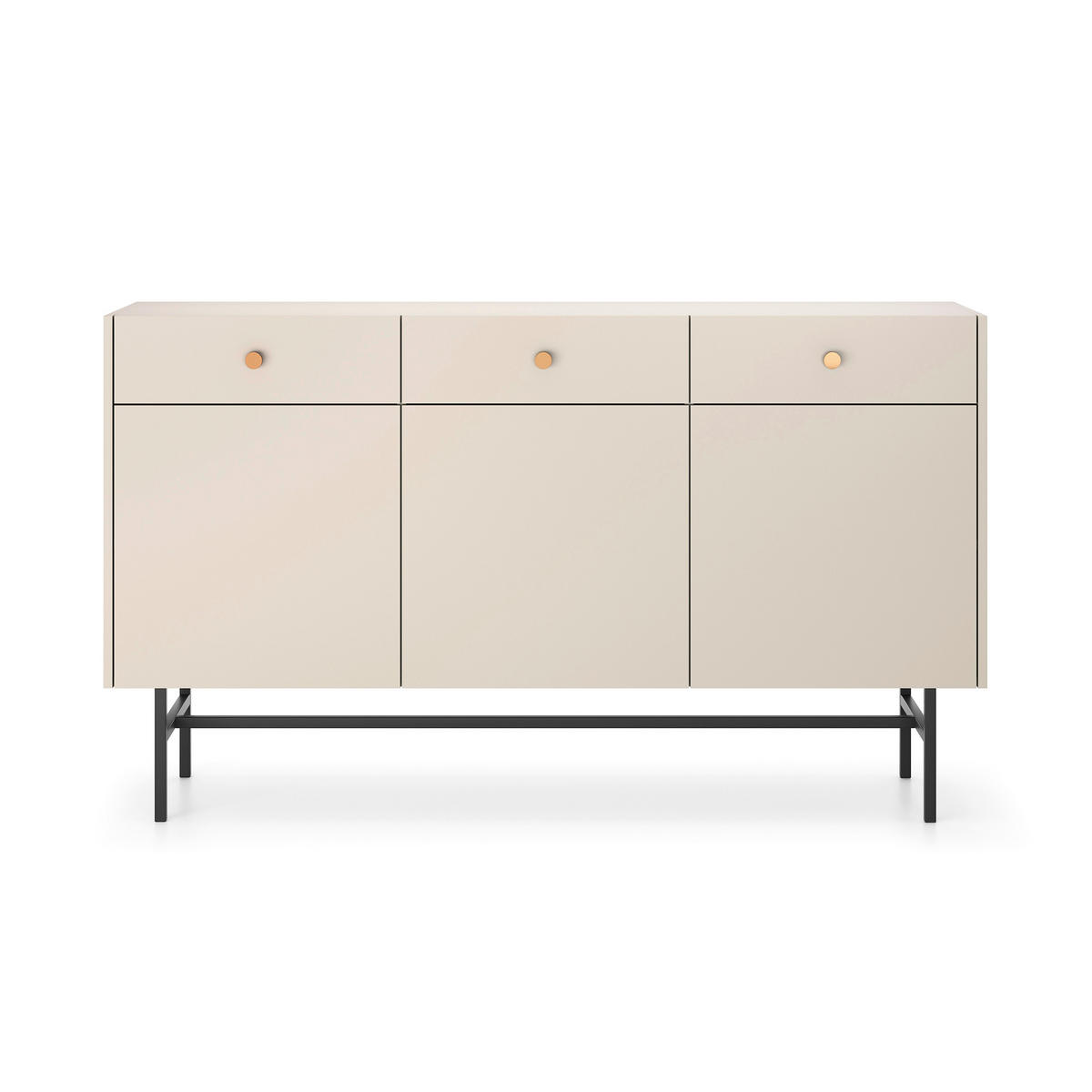 KOMMODE Dalia mit 3 Türen und 3 Schubladen, 104 cm, Kaschmir - Kaschmir/Schwarz, Holzwerkstoff/Metall (155/84/39cm) - Beautysofa