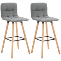 BARHOCKER 2er-Set DE-14776 gepolstert mit Holzfüßen Grau - Grau, Holzwerkstoff (41.5/97.5/47cm) - ComfortXL