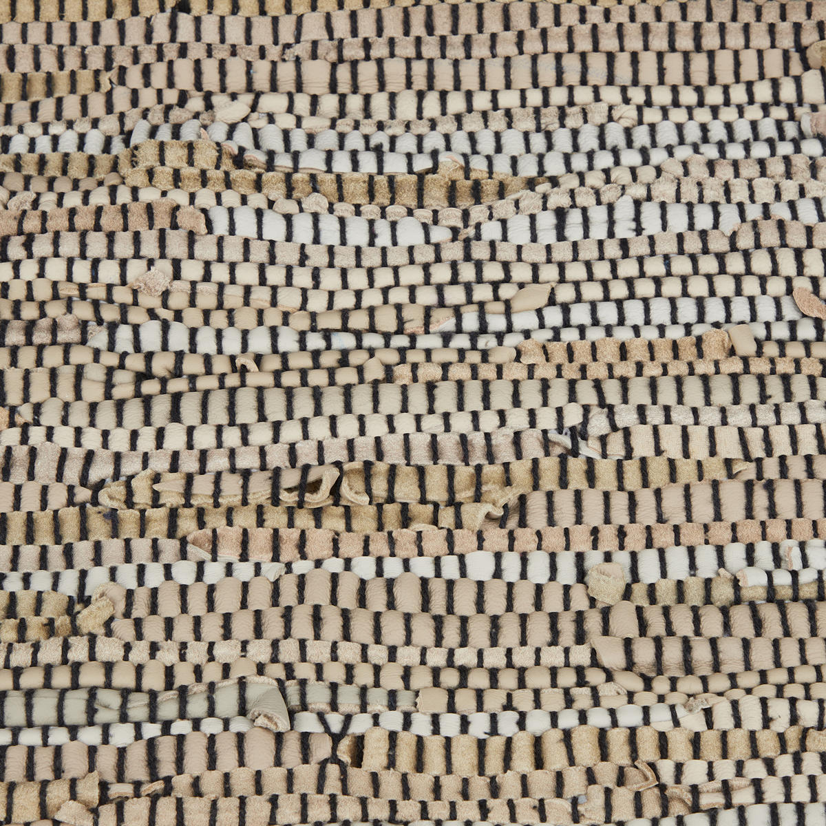 FLICKENTEPPICH - Grau, Leder/Textil (70/140cm) - Relaxdays