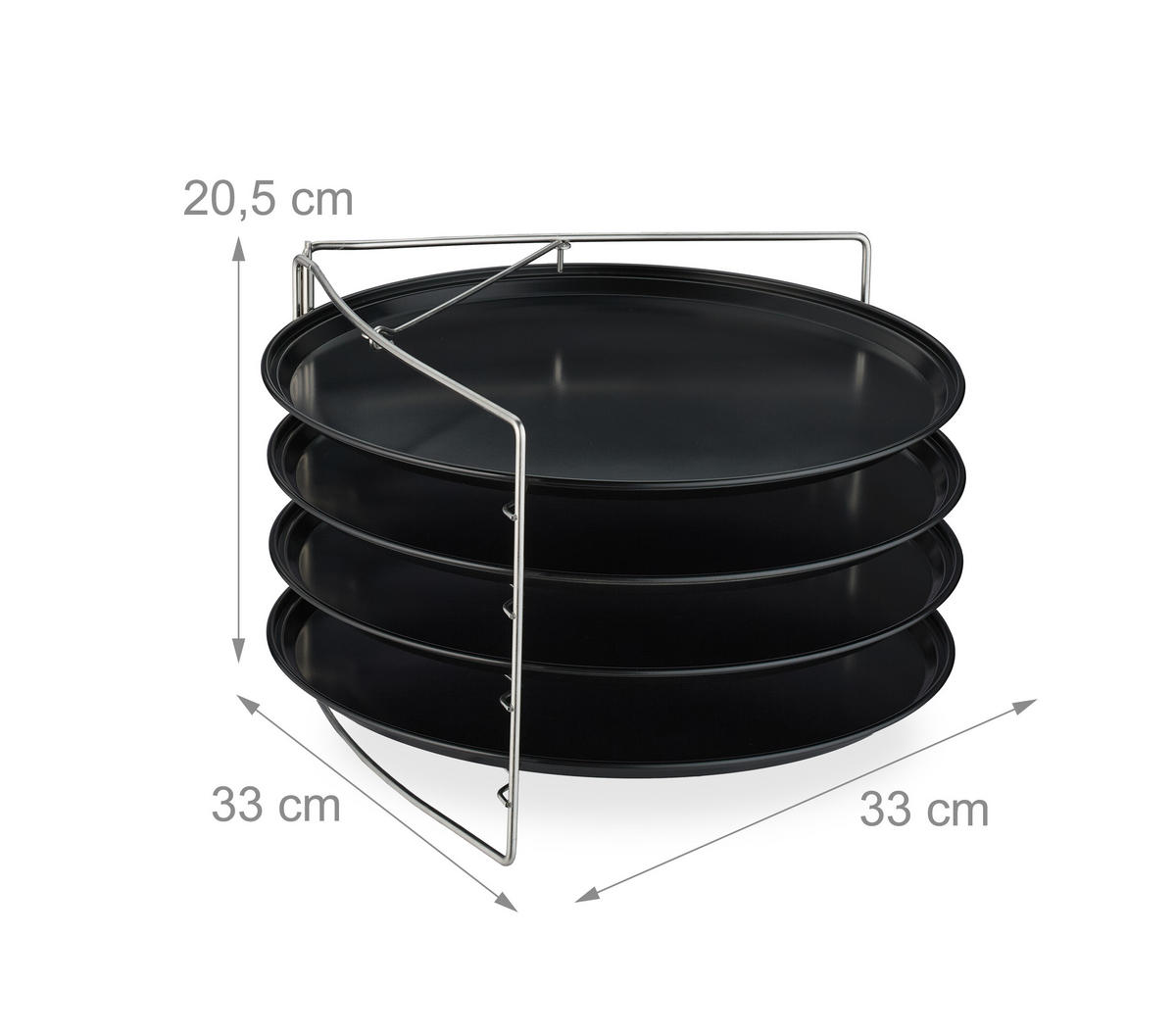 4XPIZZABLECH - Anthrazit, Metall (33/20.5/33cm) - Relaxdays