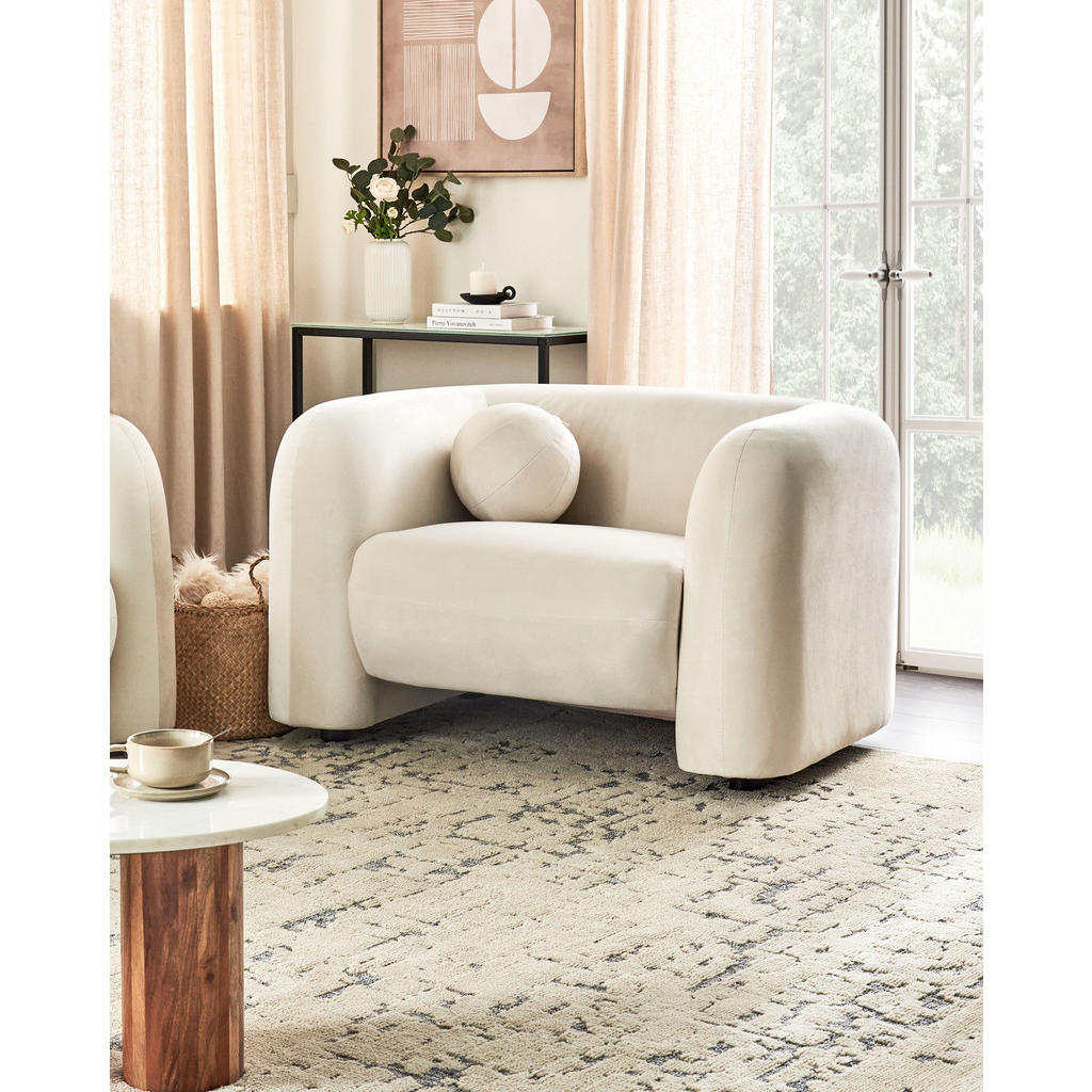 Thumbnail - Beliani Sessel, Creme, Textil, 111x73x83 cm, Wohnzimmer, Sessel, Polstersessel