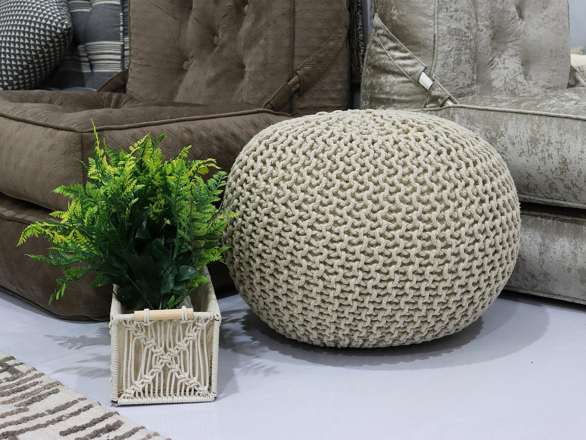 SITZHOCKER - 1 Person - naturfasern - naturfarben hell Madalo - Naturfarben, Naturmaterialien (50/30/50cm) - Vente-Unique