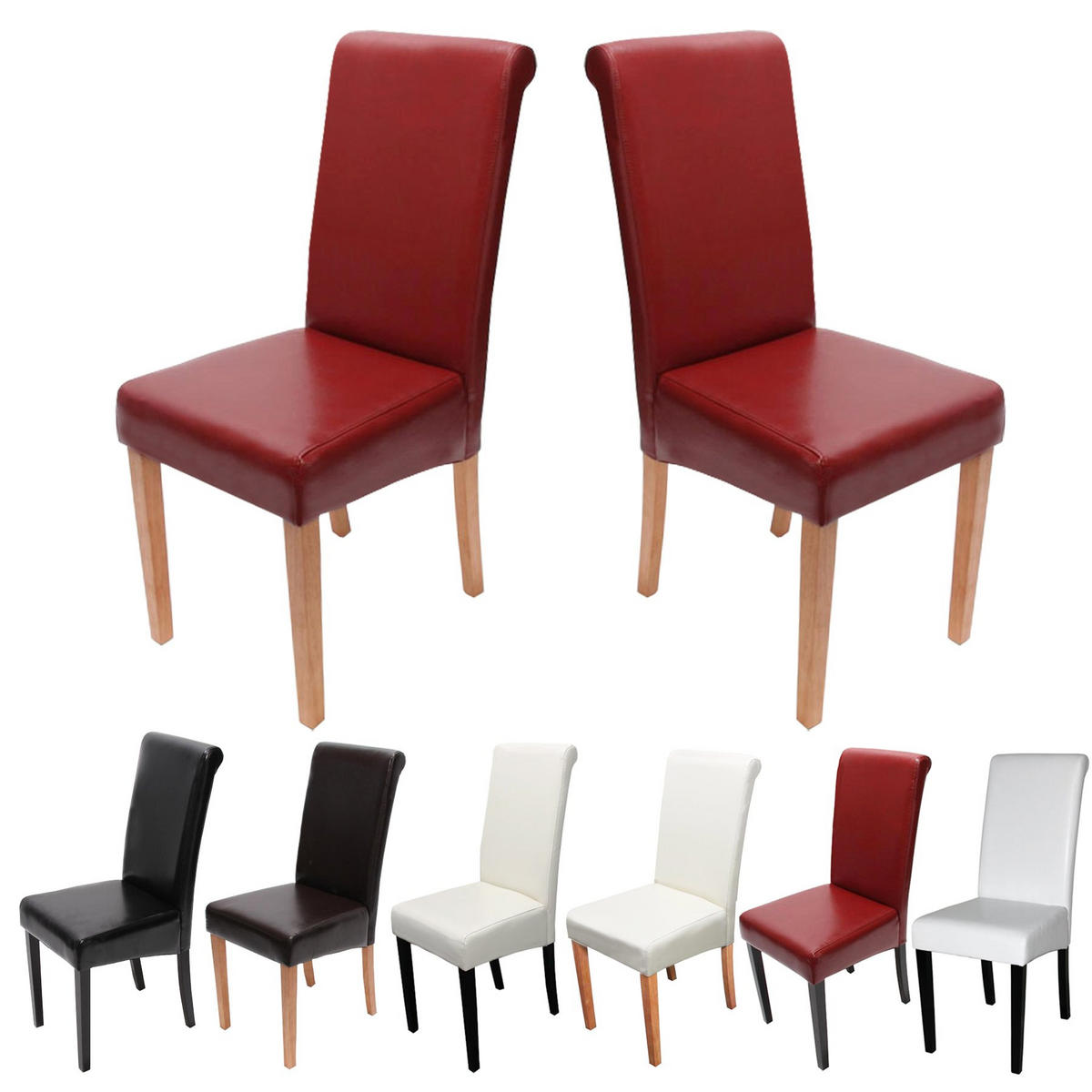 ESSZIMMERSTUHL 2er-Set99x41x60cm Sitzhöhe 47cm Leder Rot dunkle Beine - Rot, Leder (41/99/60cm) - CHEFGASTRO