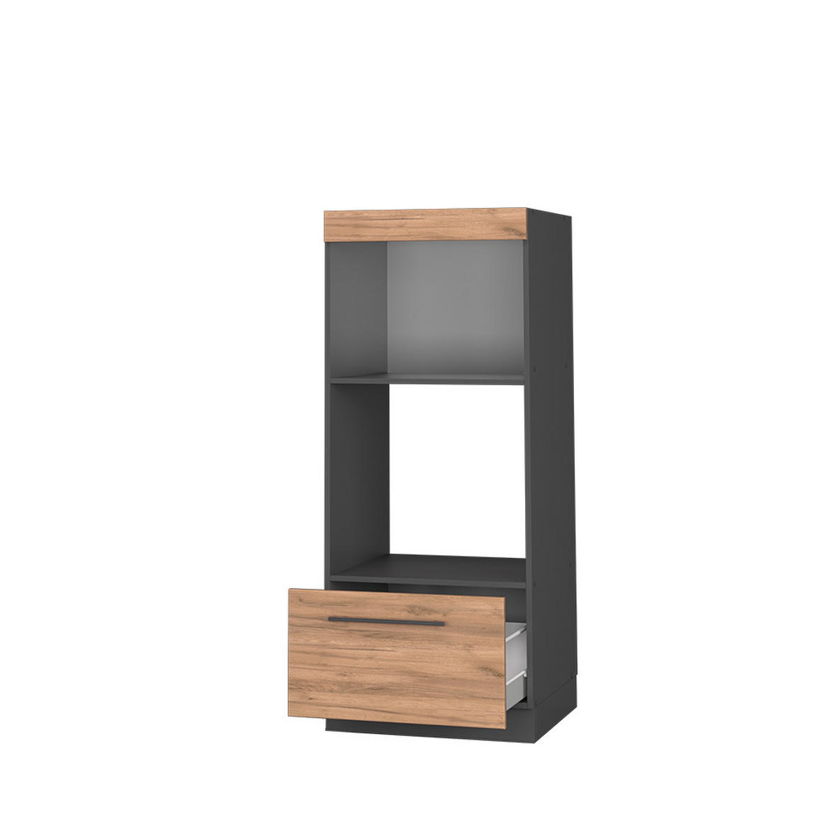 MIKROWELLENSCHRANK Fame-Line Goldkraft Eiche 60 cm offen - Anthrazit/Eiche Wotan, Holzwerkstoff (60/153.6/58.1cm) - Vicco