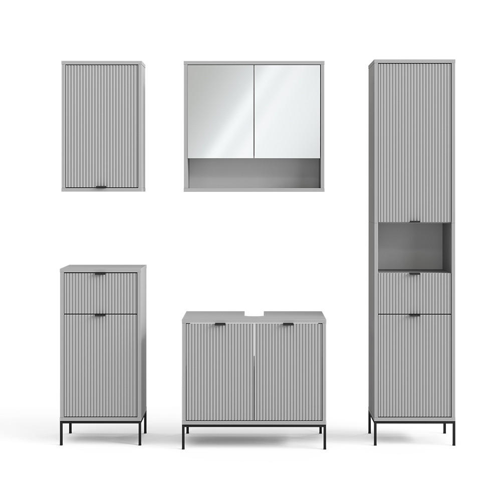 BADMÖBEL-SET Eliza Grau 5 Teile - Grau, Holzwerkstoff (70/63/45cm) - Vicco