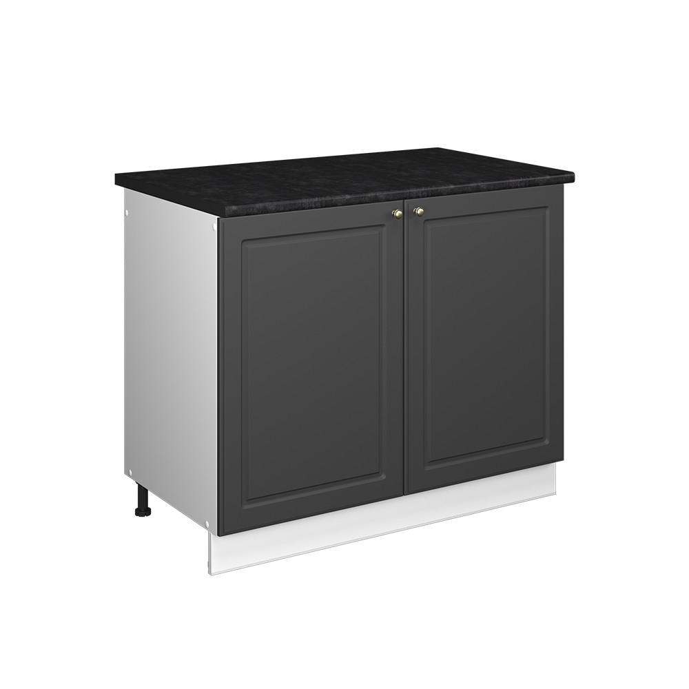 SPÜLENUNTERSCHRANK Fame-Line, Anthrazit-Gold Landhaus/Weiß, 100 cm, AP Anthrazit - Anthrazit/Weiß, Holzwerkstoff (100/82/60cm) - Vicco