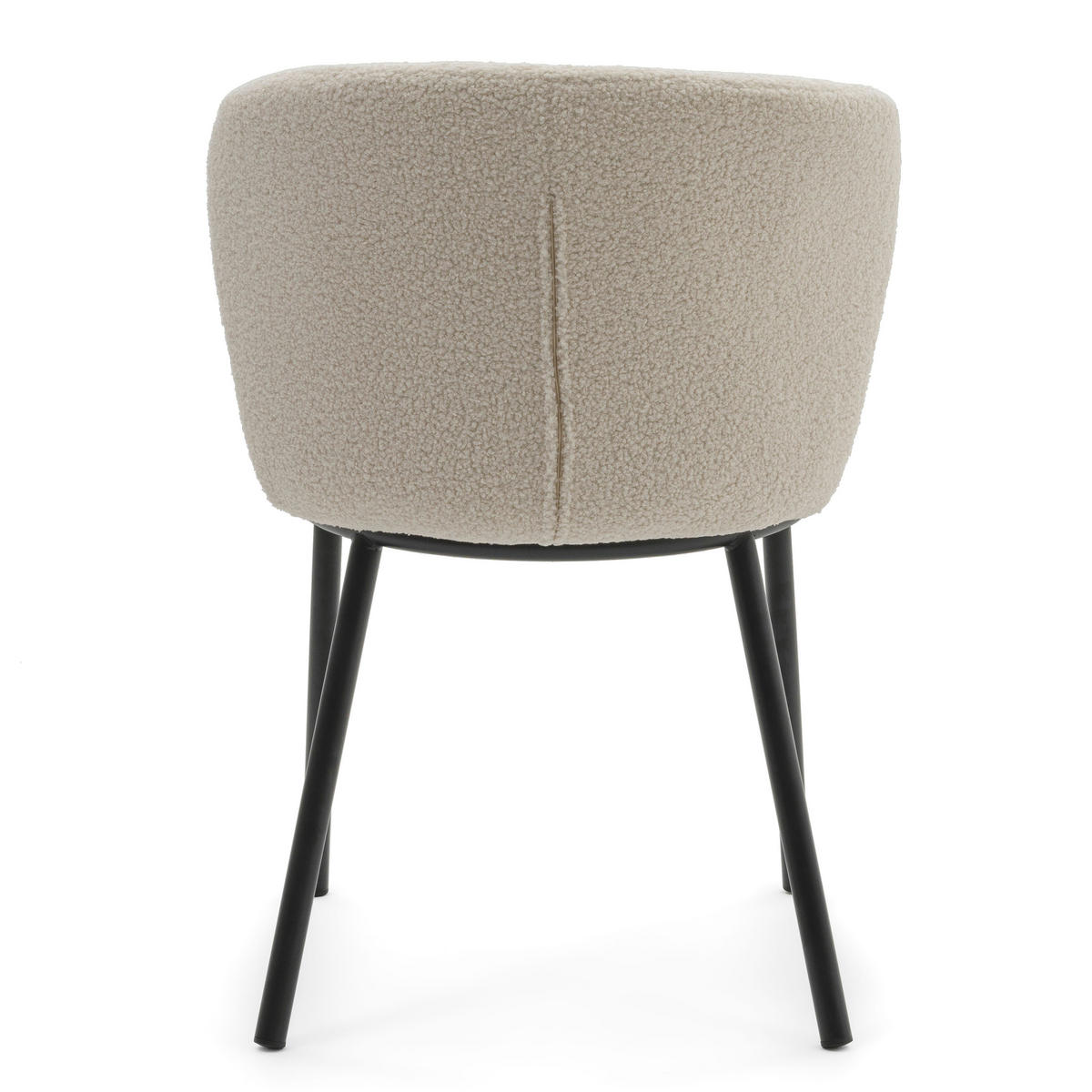 STUHL BARI gepolsterter mit Steppung - ecru - Boucle - Ecru/Schwarz, Textil/Metall (54/81/57cm) - NEW HOME