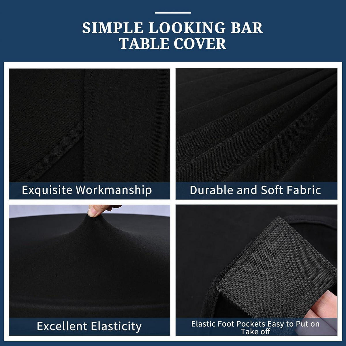 STEHTISCHHUSSE 3er-Set Schwarz 60 x 110 cm - Schwarz, Textil (60/110cm)