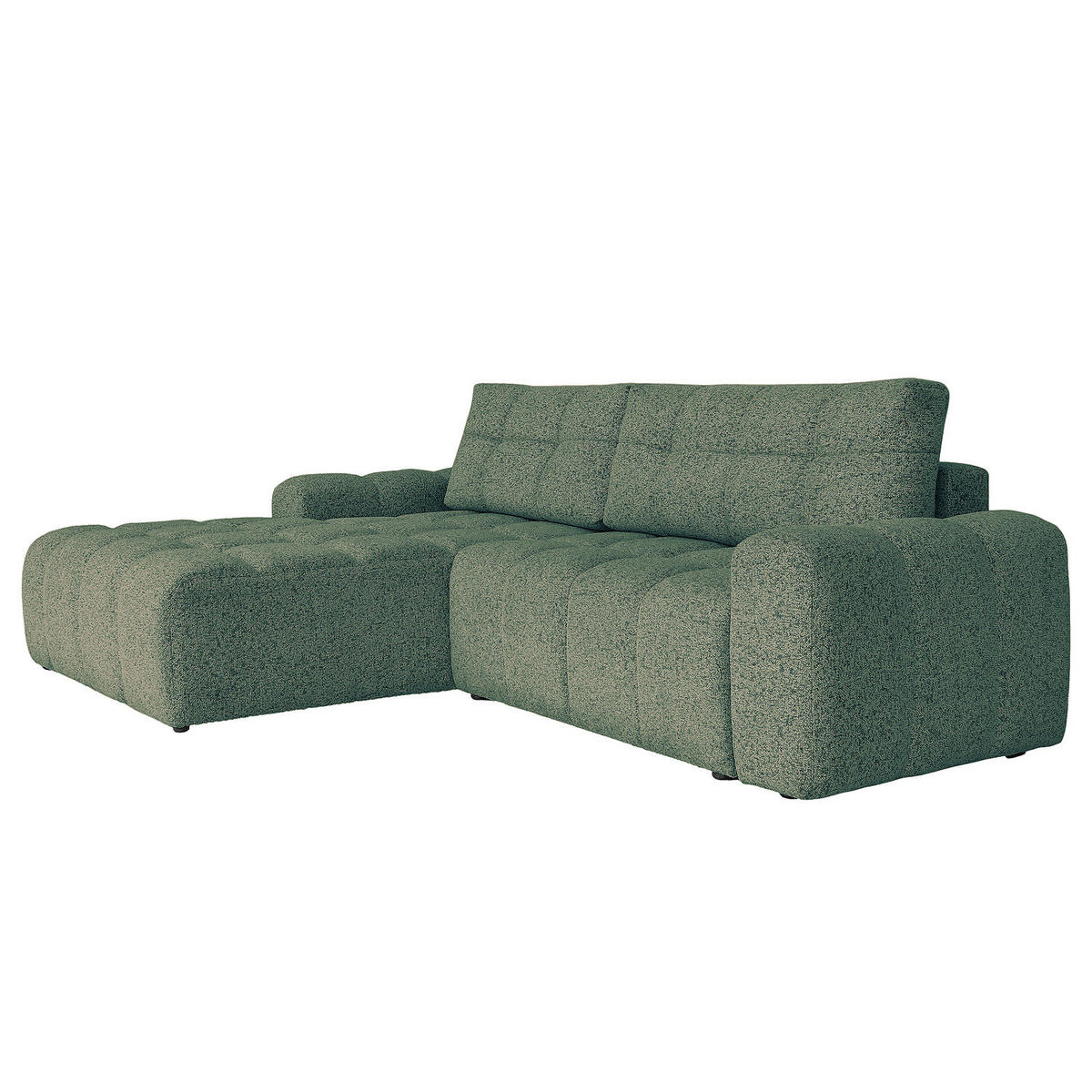 ECKSOFA mit Schlaffunktion - Strukturstoff - Türkis/Beige, Kunststoff/Textil (268/184cm) - home24