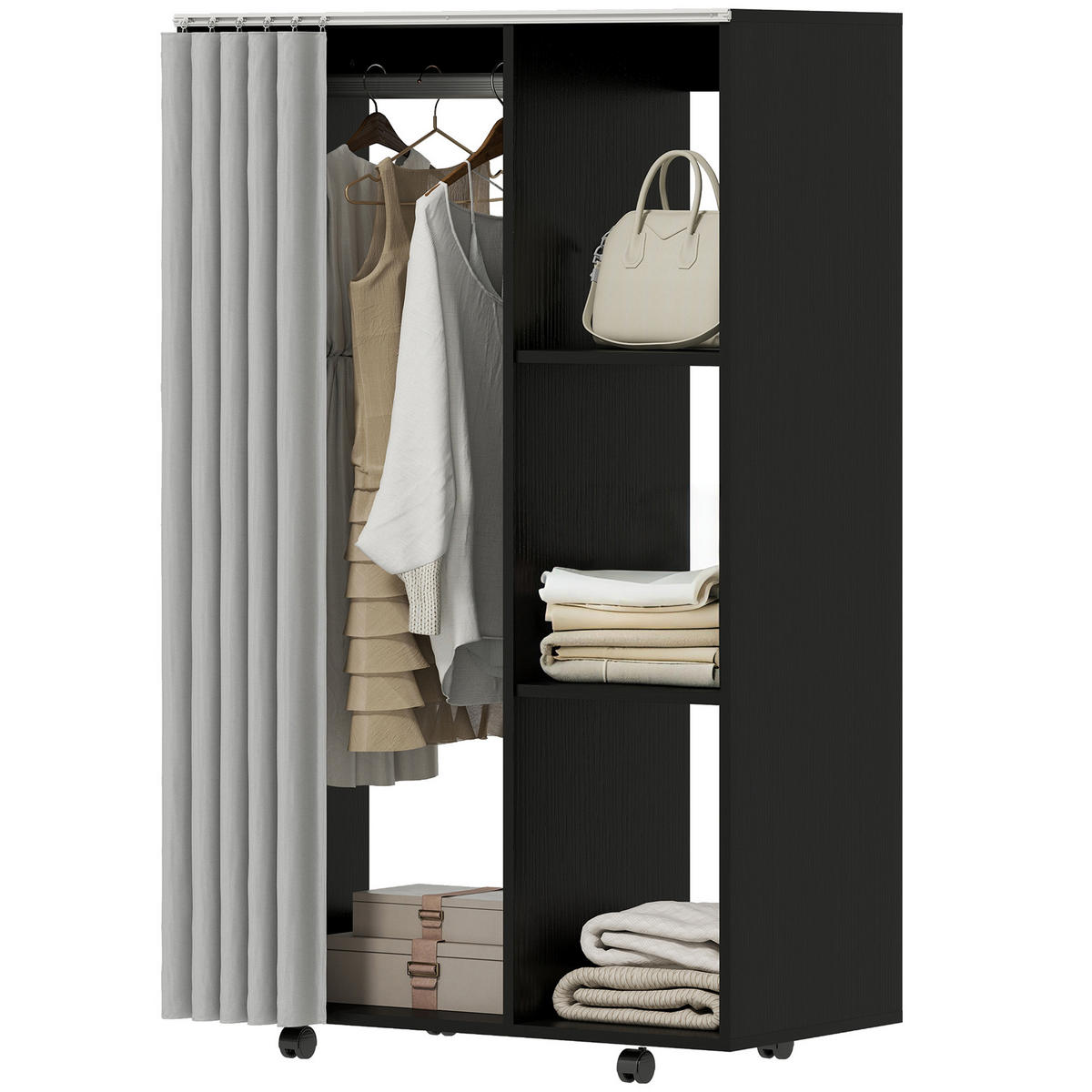 KLEIDERSCHRANK Schwarz 1 Stück - Schwarz, Holzwerkstoff (40/128/80cm) - GiPP