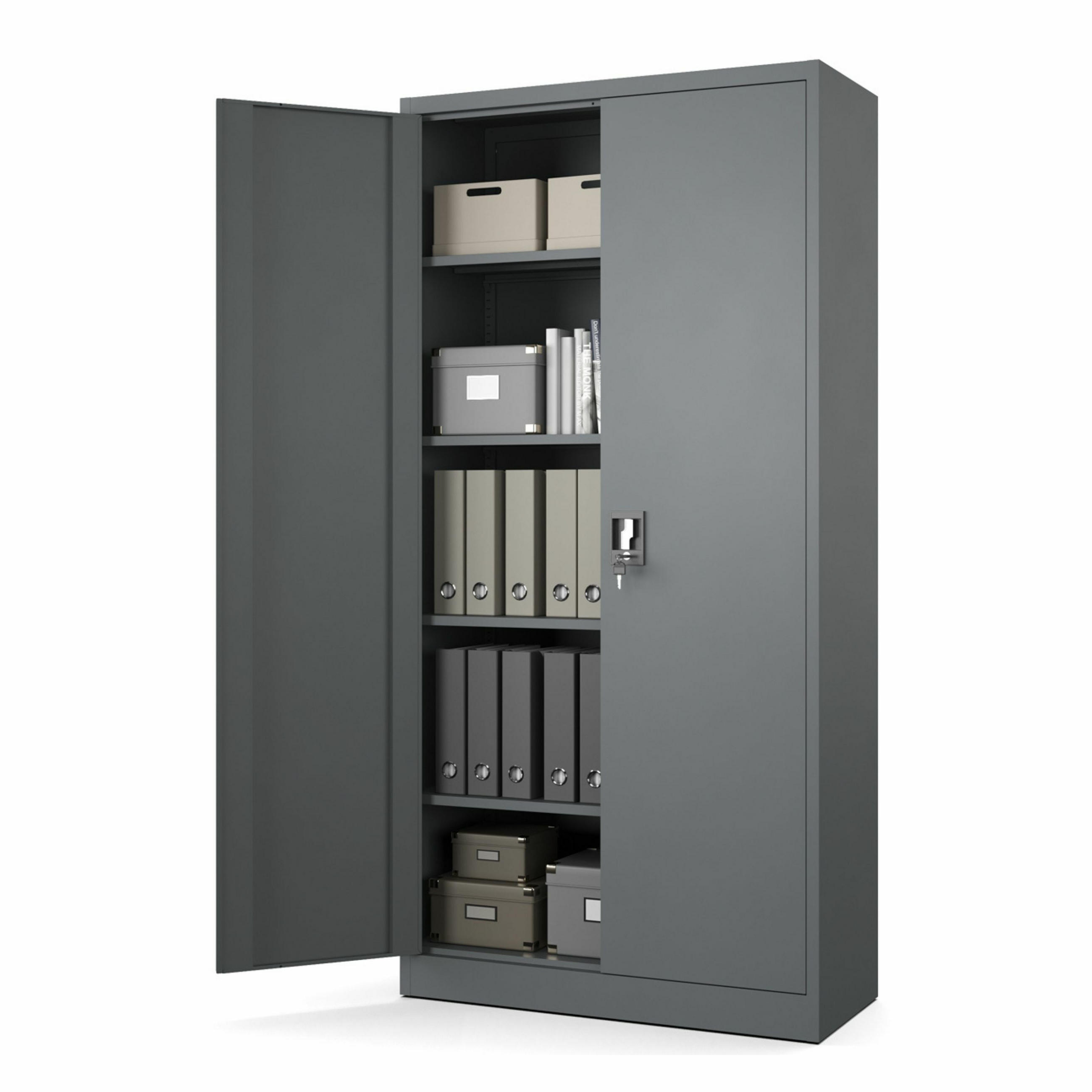 AKTENSCHRANK für Büro Metallschrank für Dokumente und Ordner Stahlschrank Anthrazit abschließbar 90x40x185cm - Anthrazit, Metall (90/185/40cm) - Muralo