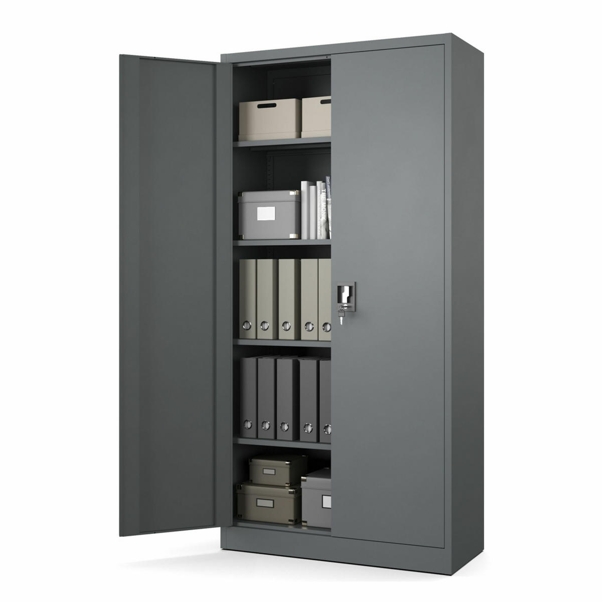 AKTENSCHRANK für Büro Metallschrank für Dokumente und Ordner Stahlschrank Anthrazit abschließbar 90x40x185cm - Anthrazit, Metall (90/185/40cm) - Muralo