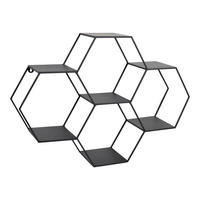 WANDREGAL Hexa Schwarz - Schwarz, Metall (80/57/20cm) - LOFT42