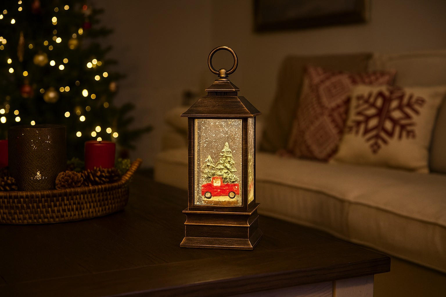 WEIHNACHTSLATERNE LED 23 cm - Dunkelbraun, Kunststoff (9/22.5/9cm) - Home Styling Collection