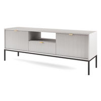 LOWBOARD Kioto RTV 154 cm in Grau mit schwarzen Füßen - Schwarz Hochglanz/Goldfarben, Holzwerkstoff/Metall (154/56/39cm) - Ravio