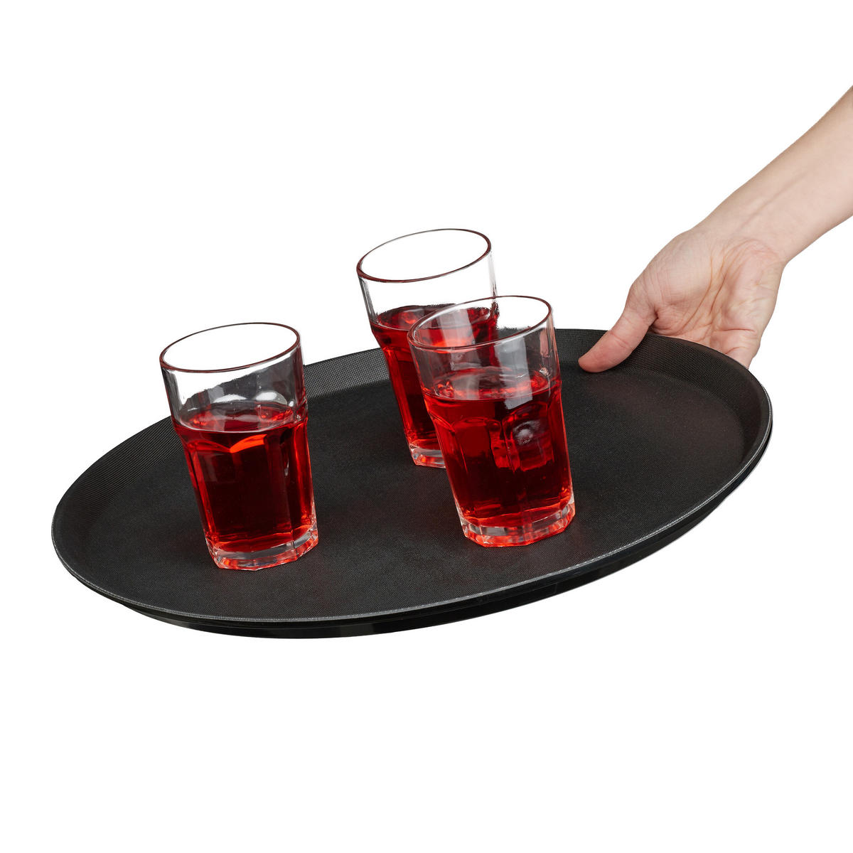 3xSERVIERTABLETT - Schwarz, Kunststoff (40/2/40cm) - Relaxdays