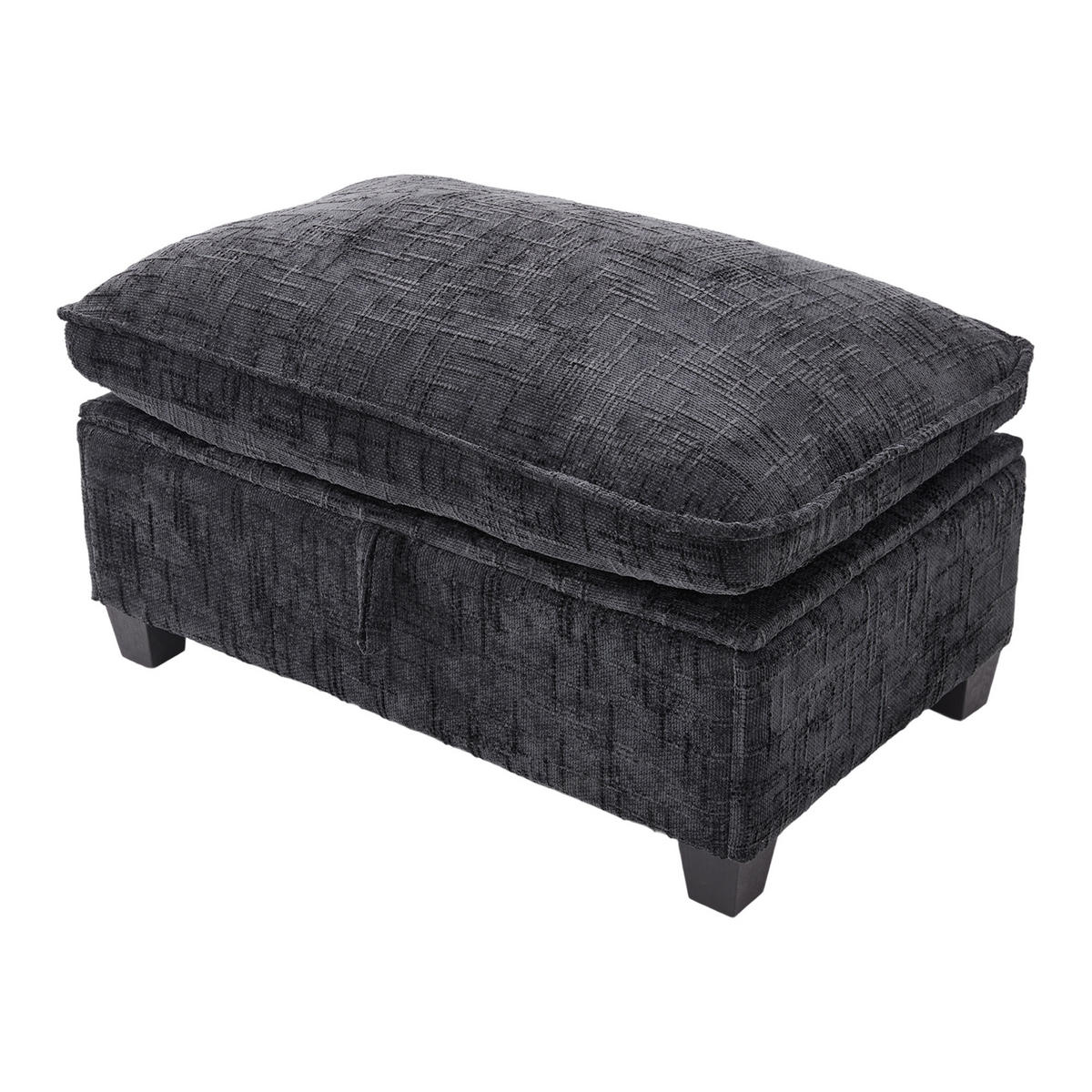 ECKSOFA mit USB-Anschluss und Hocker aus Chenille Schwarz 279/83/85 cm - Schwarz, Textil (279/83cm) - OKWISH