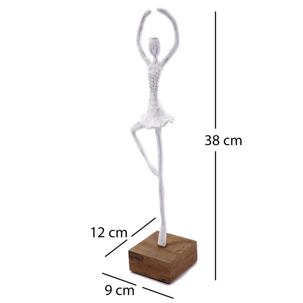 SKULPTUR BALLERINA II Mangoholz weiß-natur - Weiß, Holz (12/38/9cm) - CREEDWOOD