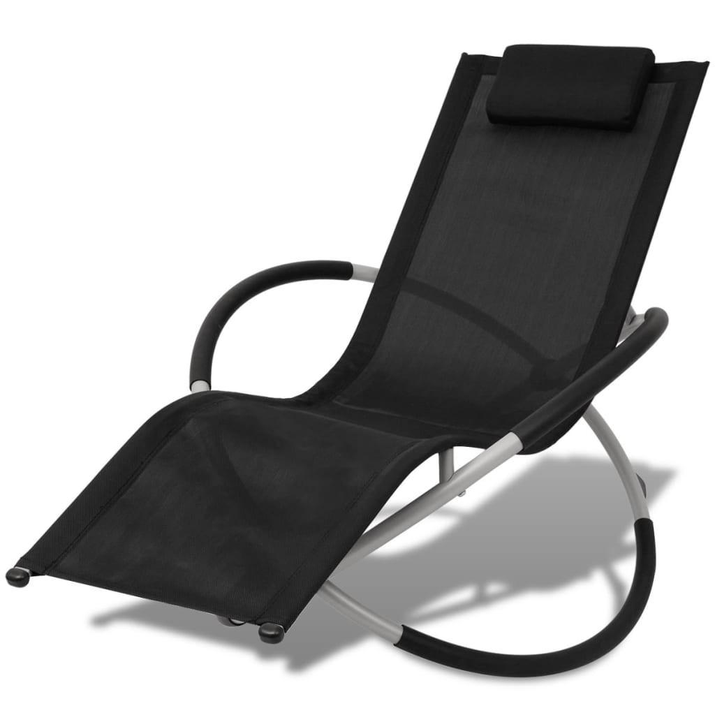 SONNENLIEGE Geometrisch Outdoor Stahl Schwarz und Grau - Schwarz, Metall (74/85/144cm) - furnicato