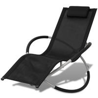 SONNENLIEGE Geometrisch Outdoor Stahl Schwarz und Grau - Schwarz, Metall (74/85/144cm) - furnicato