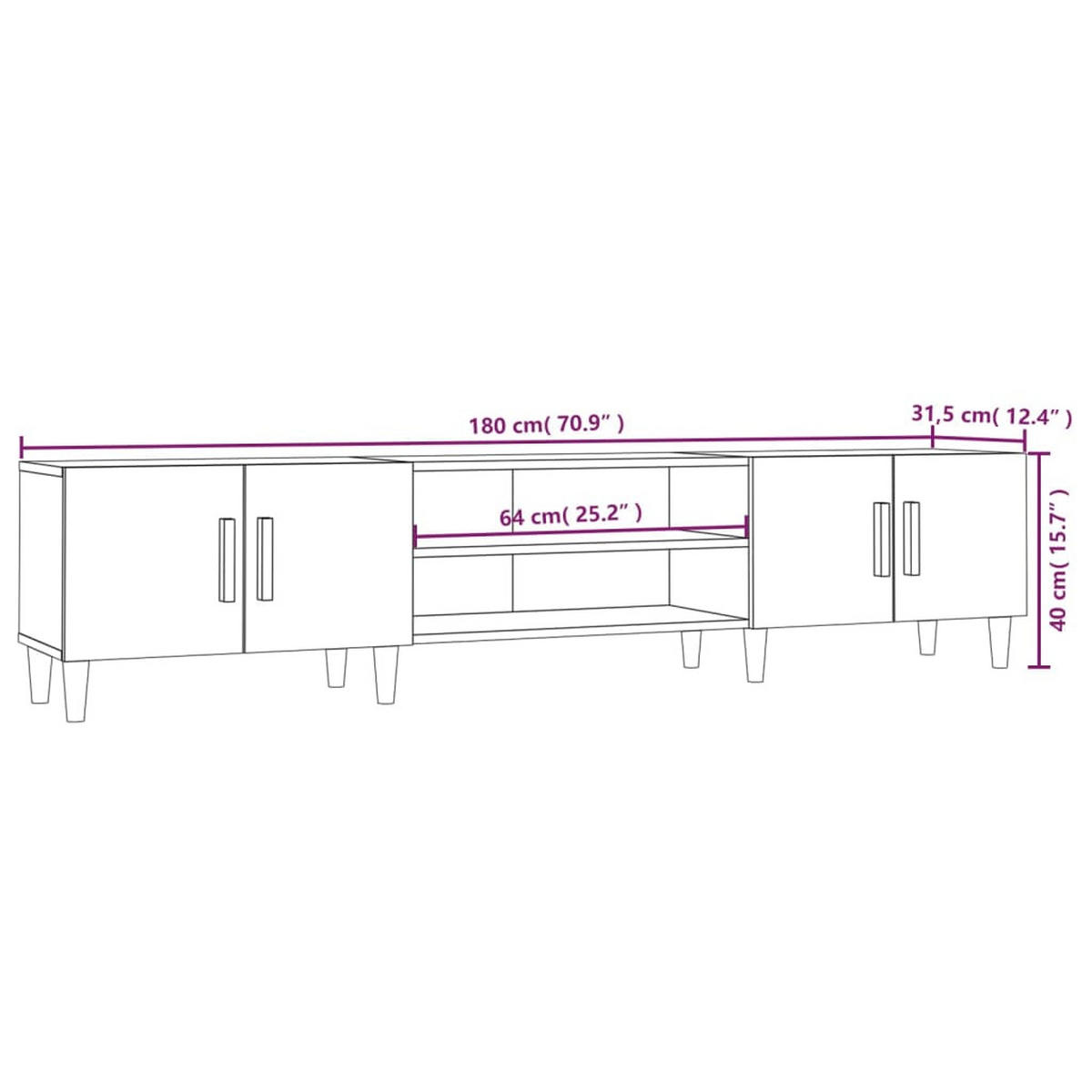 TV-SCHRANK Weiss 180/31,5/40 Cm Holzwerkstoff - Weiß, Holzwerkstoff (31.5/40/180cm) - vidaXL