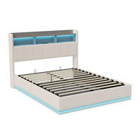 POLSTERBETT 160x200 cm mit Stauraum, LED, USB, Lattenrost, Weiß - Weiß, Metall (160/200cm)