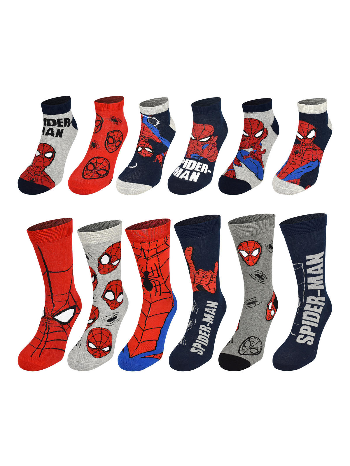 ADVENTSKALENDER Marvel Spiderman mit 12 Paar Socken Größe 40-45 - Multicolor, Textil (37/5/26.5cm) - Marvel