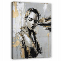 LEINWANDBILD Abstrakt Frau Modern Bilder Groß 60x40 - Goldfarben, Holzwerkstoff (40/60cm) - Wallarena