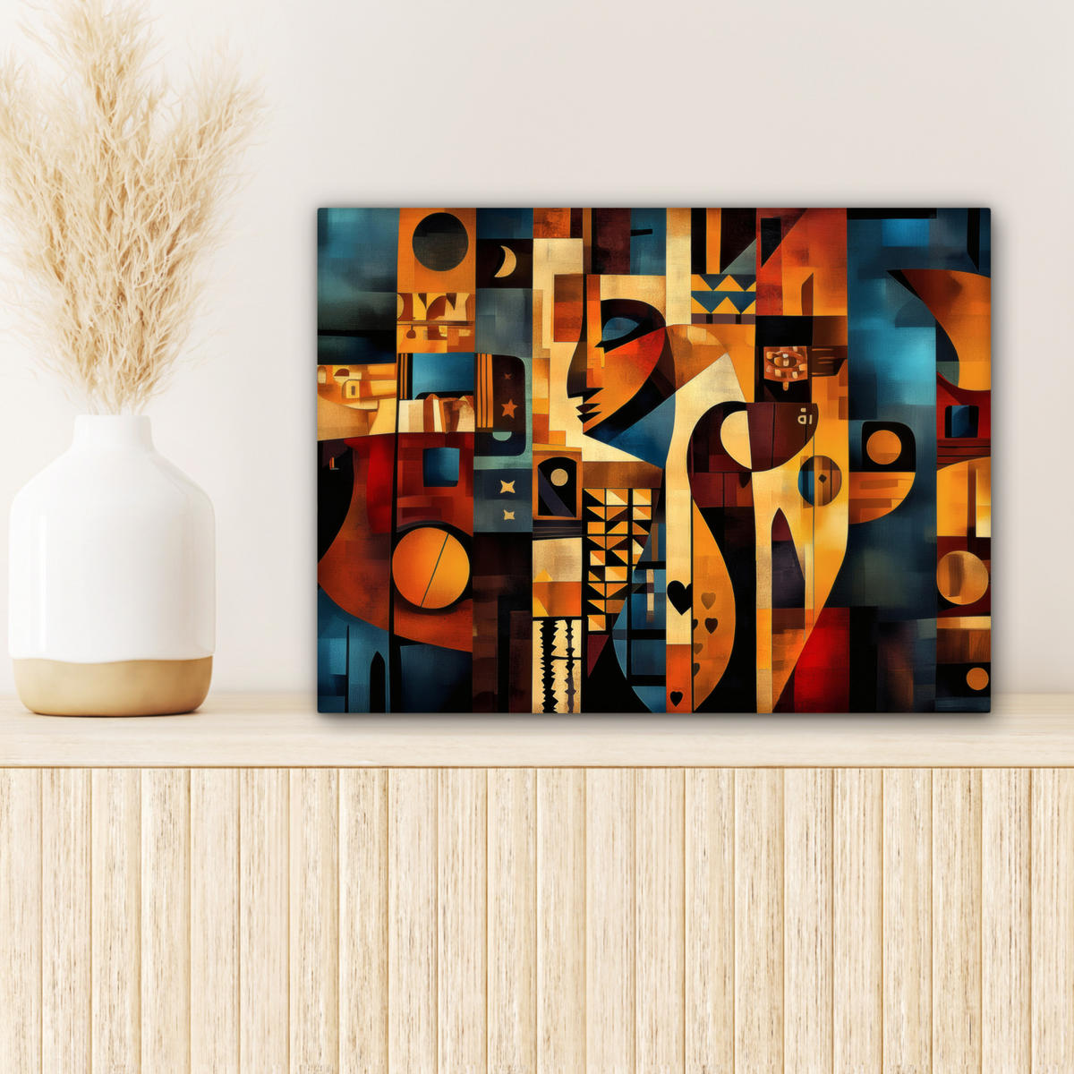LEINWANDBILD Figuren - Abstrakt - Symbole 40x30 cm - Terracotta, Textil (40/30cm) - MuchoWow