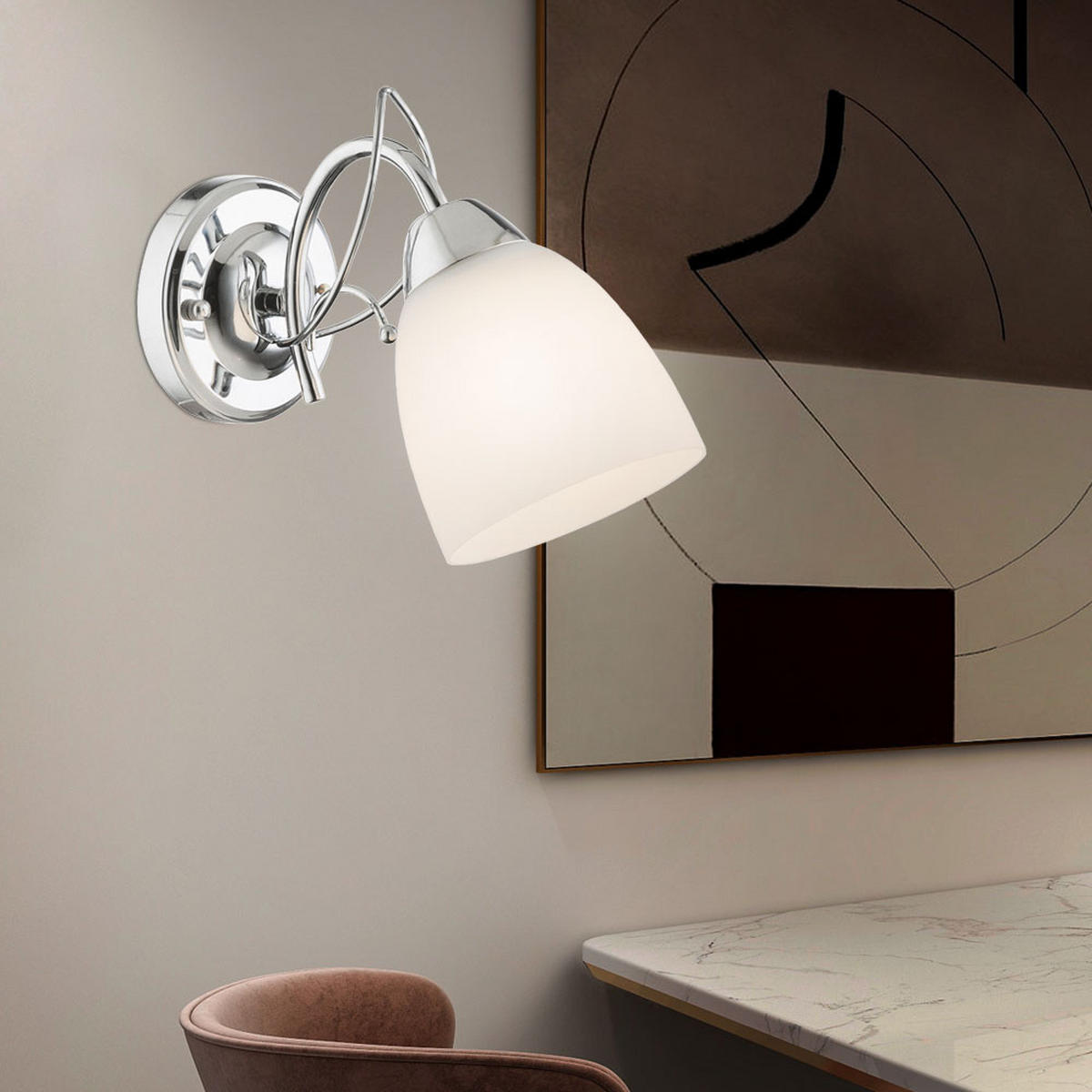 WANDLEUCHTE Chrom Glas Opal Silber - Silberfarben, Glas (11/24/19cm) - Globo Lighting