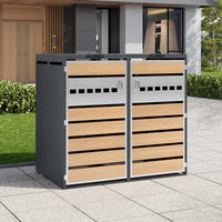 MÜLLTONNENBOX Klappdeckel 2 Türen - Grau, Metall (132/118.5/80cm) - LEBENLANG