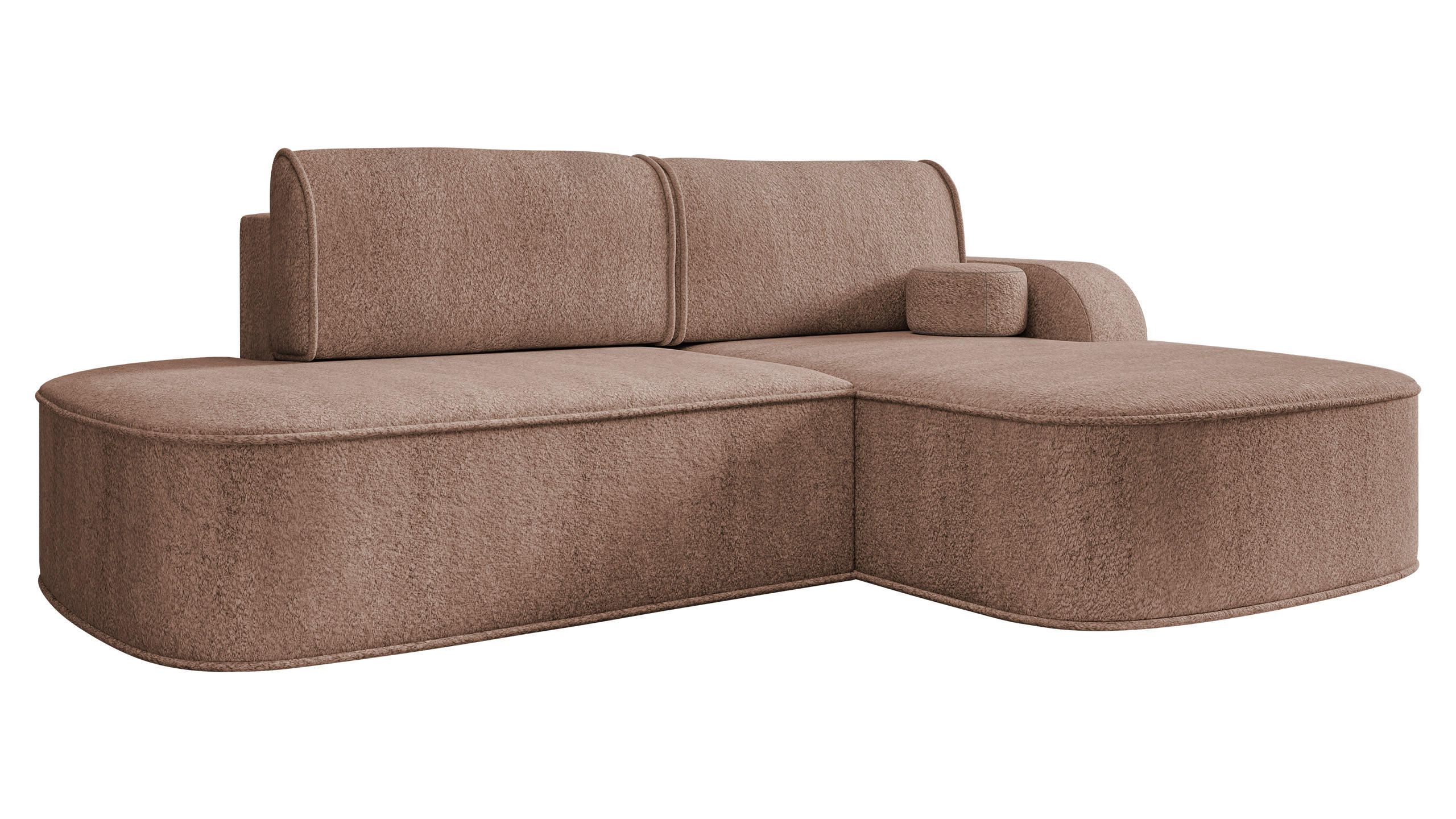 ECKSOFA Koro, Seite: Rechts - Hellbraun/Schwarz, Holz/Kunststoff (256/177cm) - MIRJAN24