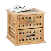 BEISTELLTISCH - Hellbraun, Glas/Holz (34/34/34cm) - Relaxdays