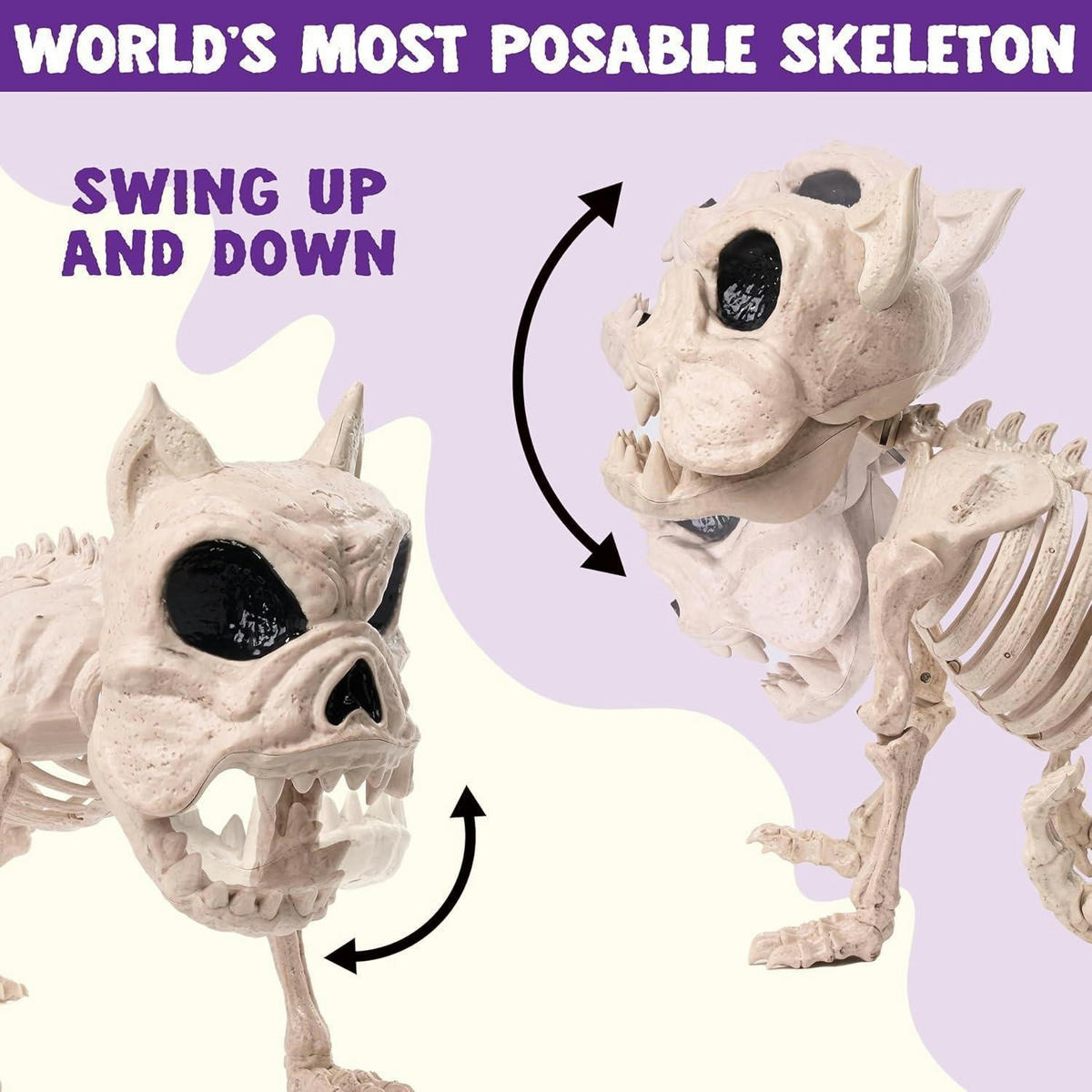 SKELETT Hund 2-teiliges Set 30,5 cm Halloween Dekoration bewegliche Gelenke Kunststoff Allwetter - Weiß, Kunststoff (28/18.5/32.5cm)