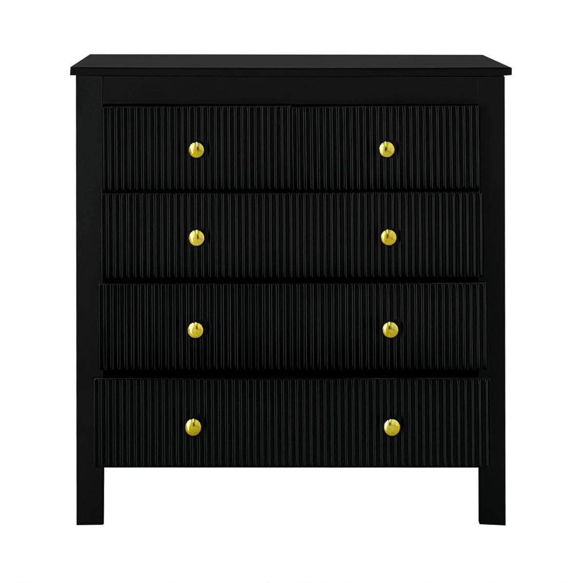 KOMMODE 79/39,5/80,5 cm in Schwarz mit 5 Schubladen und Goldgriffen - Schwarz, Holzwerkstoff (79/80.05/39.5cm) - Flora Grace