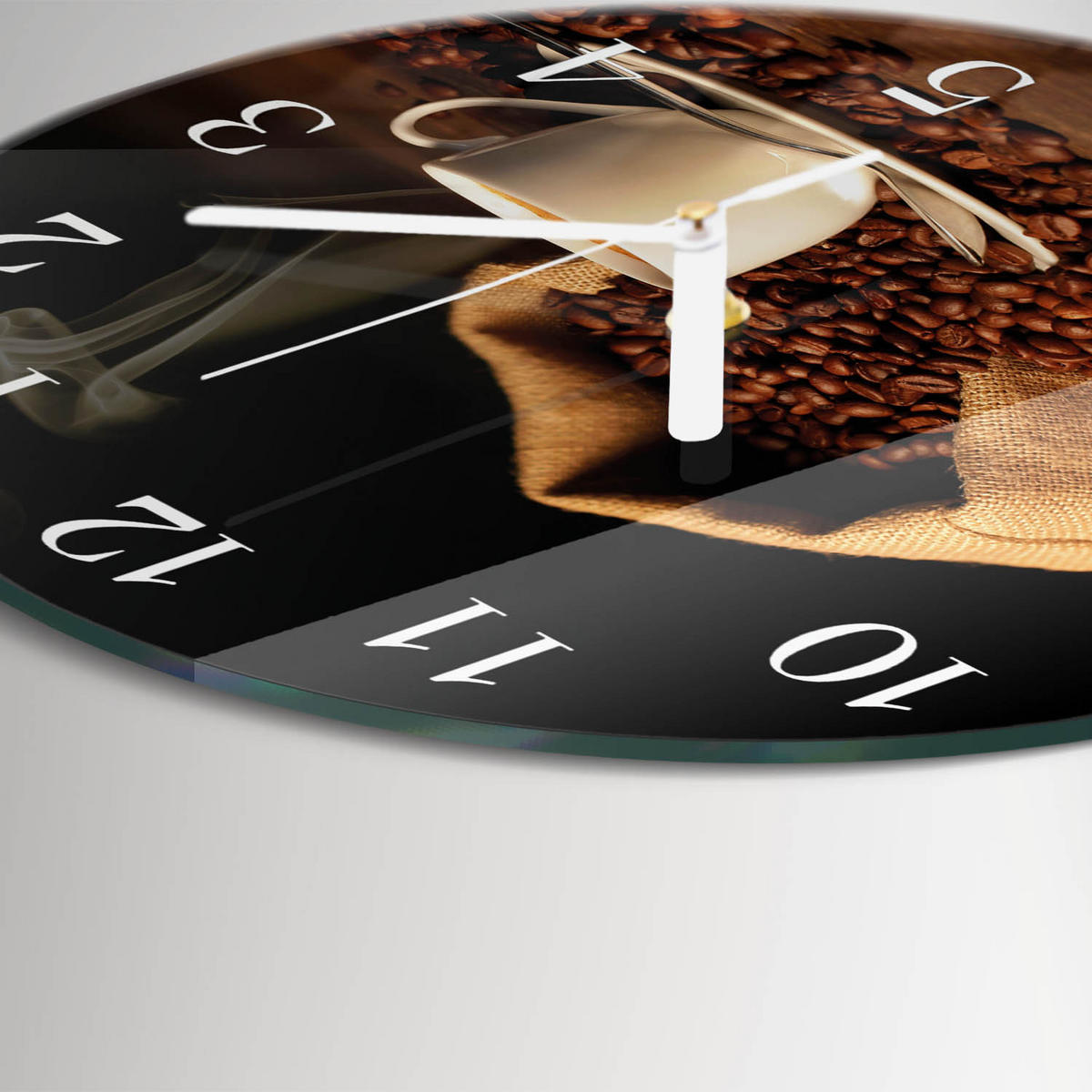 WANDUHR fi30 cm - Kaffeebohnen - Braun, Glas (30/30/0.4cm) - TULUP