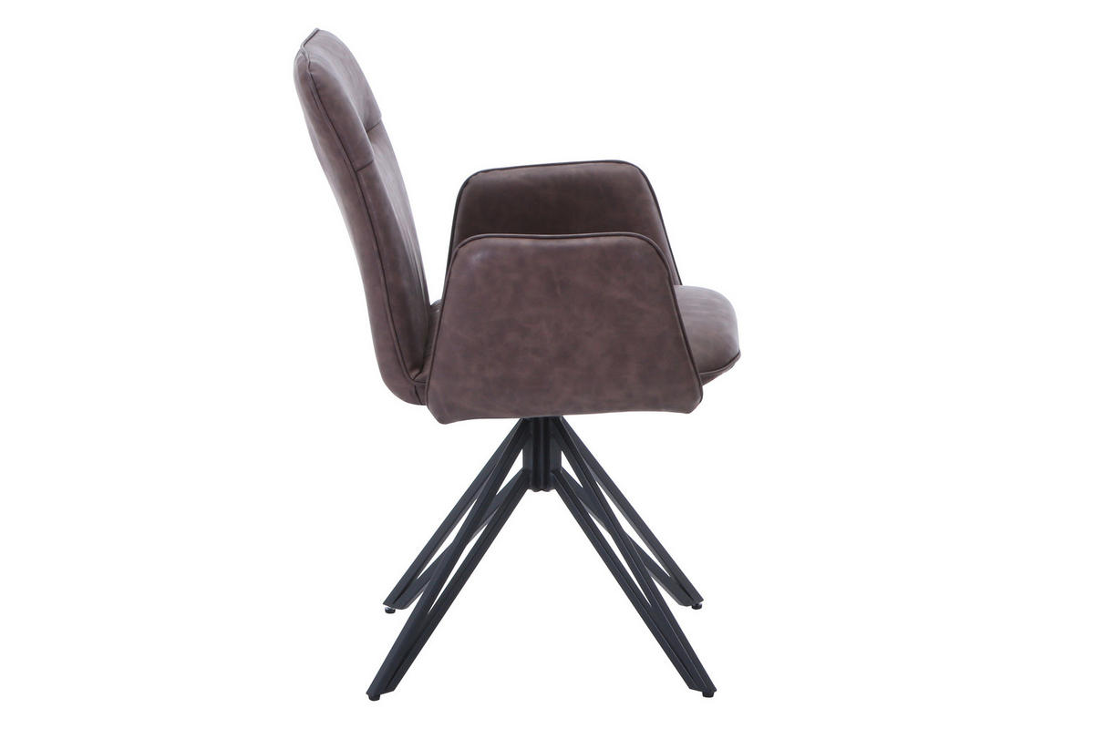 DREHSTUHL CEBU - Nussbaumfarben/Schwarz, Leder/Metall (50/85/50cm) - SAM